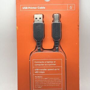 NEW! Surf Onn 10ft HI-SPEED USB Printer Cable Transfer Speed 480 mbps 6ft